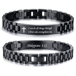 Personalized Christian Bracelet Inspirational Bible Verse Quote Wristband Gift W